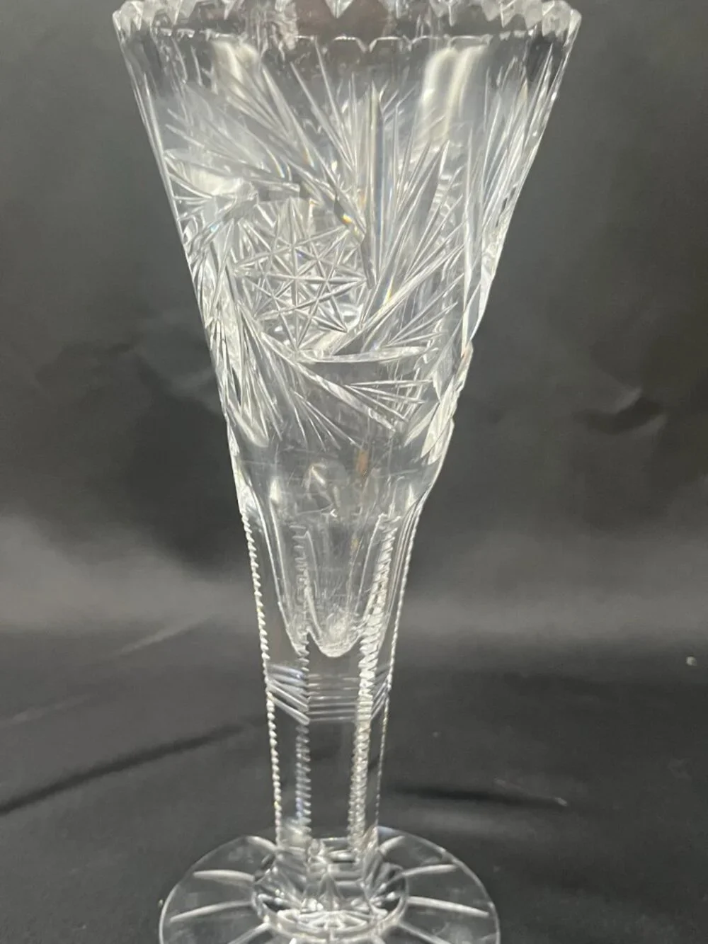 Antique American Brilliant Period Cut Glass Trumpet Vase